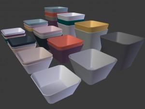 colorful bowl set - low poly model 3D Model