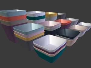 colorful bowl set - low poly model 3D Model