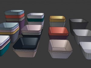 colorful bowl set - low poly model 3D Model