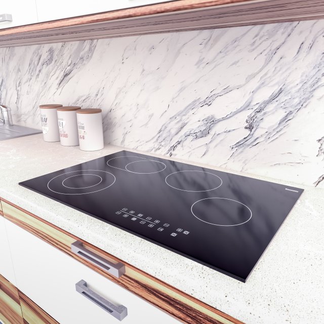 black electric ceramic hob - low poly 3D Модель .c4d .max .obj .3ds .fbx .stl .blend 