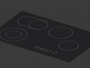 black electric ceramic hob - low poly 3D Модель