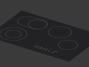 black electric ceramic hob - low poly 3D Model
