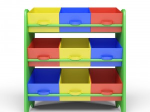 kids storage box shelf system -boys 3D Model