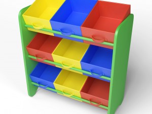 kids storage box shelf system -boys 3D Model