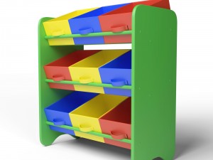 kids storage box shelf system -boys 3D Model