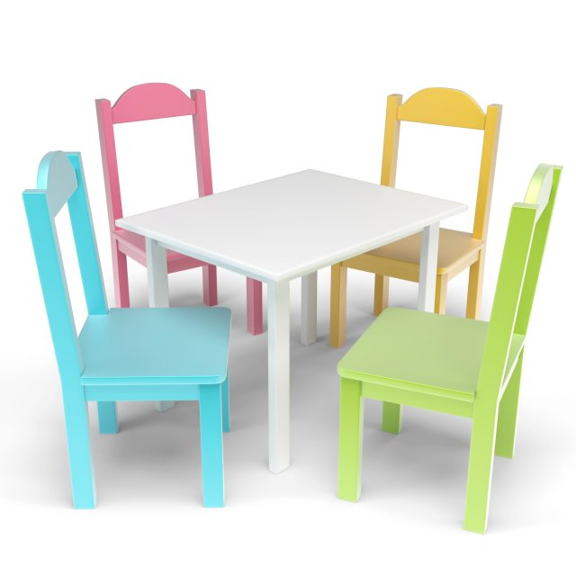 kids table and chairs set Modèle 3D .c4d .max .obj .3ds .fbx .stl .blend 