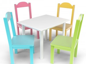 kids table and chairs set 3D Model