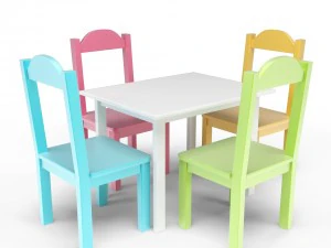 kids table and chairs set 3D Model