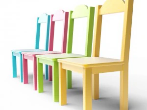 kids table and chairs set 3D Model