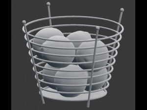 chrome wire fruit basket with fruits with oranges 3D मॉडल