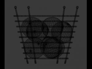 chrome wire fruit basket with fruits with oranges 3D Model