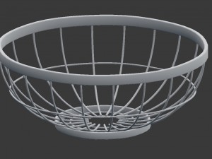 round wire grid fruit basket without fruits model 3D मॉडल