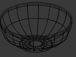 round wire grid fruit basket without fruits model 3D मॉडल