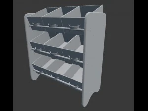 3d wood storage box shelf system 3D Model