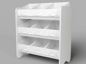 white storage box shelf system 3D Model