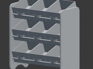white storage box shelf system 3D Model