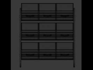 white storage box shelf system 3D Model