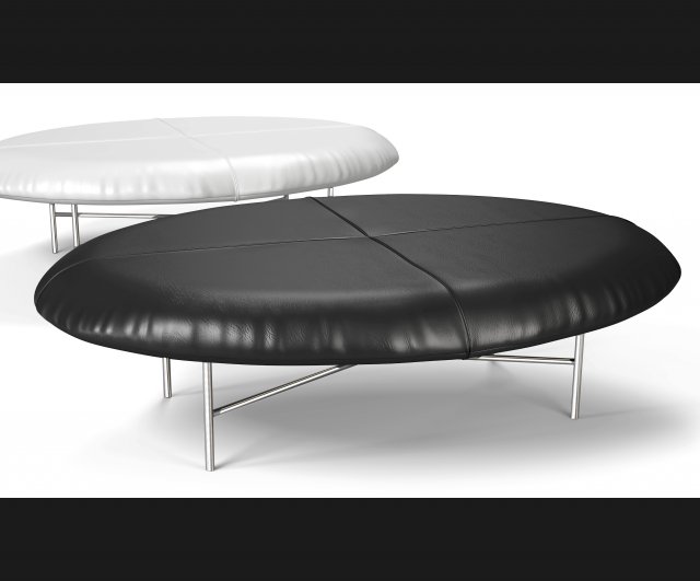 3d leather foot stool - black and white 3D 모델 .c4d .max .obj .3ds .fbx .stl .blend 