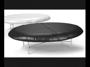 3d кожаный табурет для ног - черно-белый 3D Модель