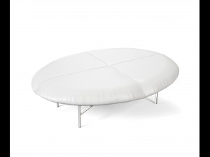 3d leather foot stool - black and white 3D 모델