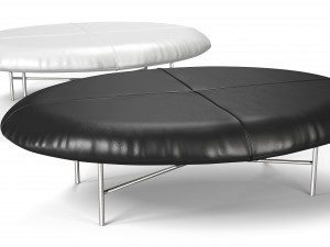 3d leather foot stool - black and white 3D 모델
