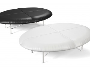 3d leather foot stool - black and white 3D 모델
