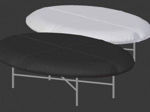3d leather foot stool - black and white 3D 모델