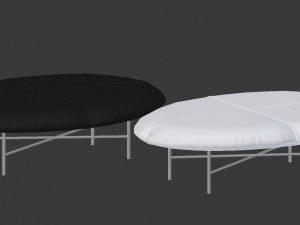 3d leather foot stool - black and white 3D 모델