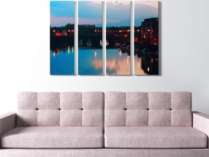 printed canvas - city with river model 3D Model