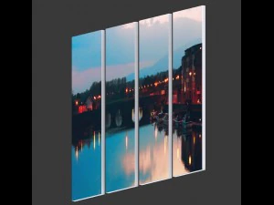 printed canvas - city with river model 3D Model