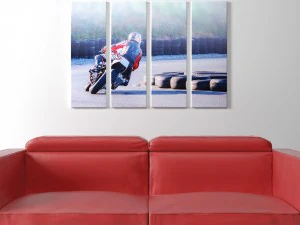 tela stampata: uomini in sella a una moto Modello 3D