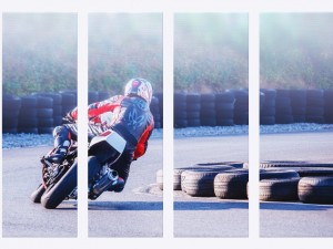 printed canvas - men riding a motorbike 3D Model