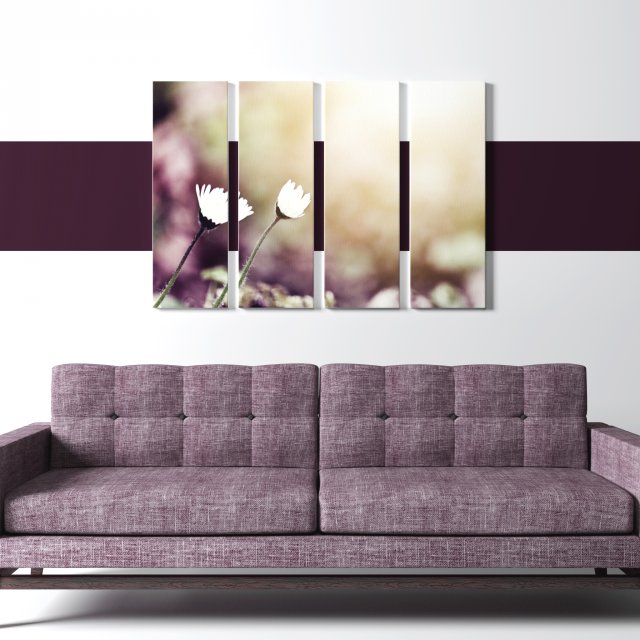 printed canvas - little white flower 3d 3D Model .c4d .max .obj .3ds .fbx .stl .blend 