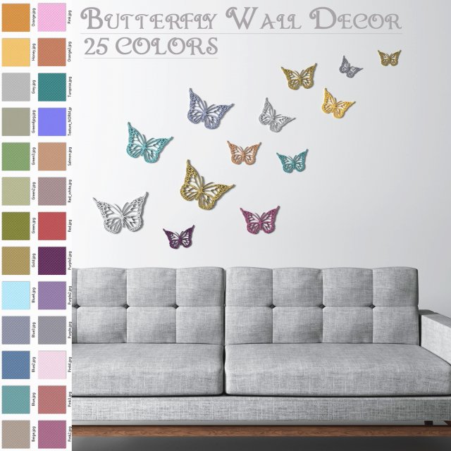 butterfly wall decoration - wall art Model 3D .c4d .max .obj .3ds .fbx .stl .blend 