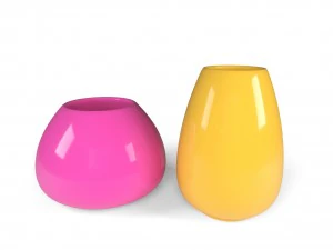 набор ваз с красочным декором 3D Модель