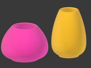 colorful decor vase set 3D Model
