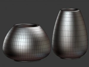 colorful decor vase set 3D Model