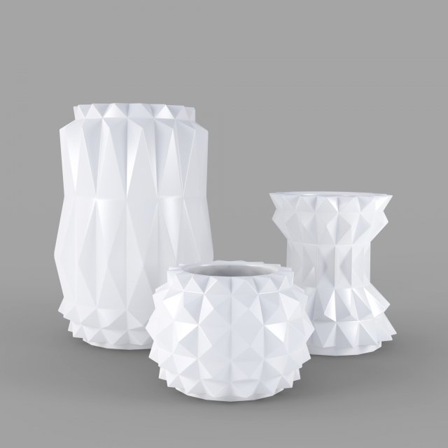 3d modern decor vase set - white Model 3D .c4d .max .obj .3ds .fbx .stl .blend 