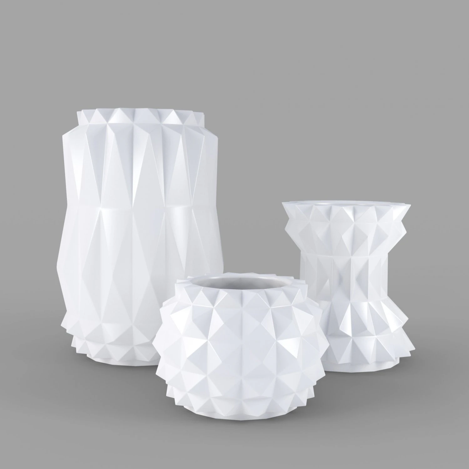 3d modern decor vase set - white 3D Model .c4d .max .obj .3ds .fbx .stl .blend