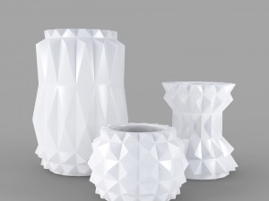 3d modern decor vase set - white Modelo 3D