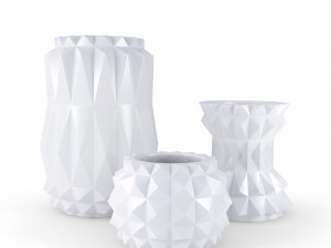 3d modern decor vase set - white Model 3D
