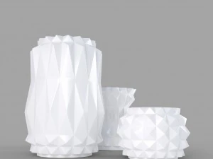 3d modern decor vase set - white 3D Model