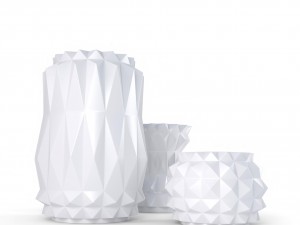 3d modern decor vase set - white Model 3D