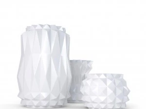 3d modern decor vase set - white 3D Model