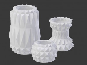 3d modern decor vase set - white Model 3D