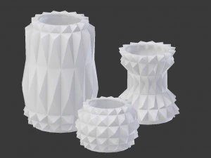 3d modern decor vase set - white 3D Model