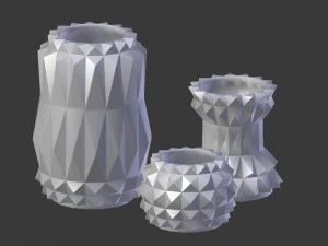3d modern decor vase set - white 3D Model