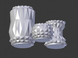 3d modern decor vase set - white 3D Model