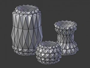 3d modern decor vase set - white 3D Model