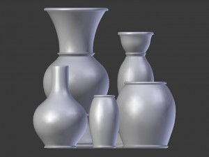 3d old rustic decor vase set model 3D Model